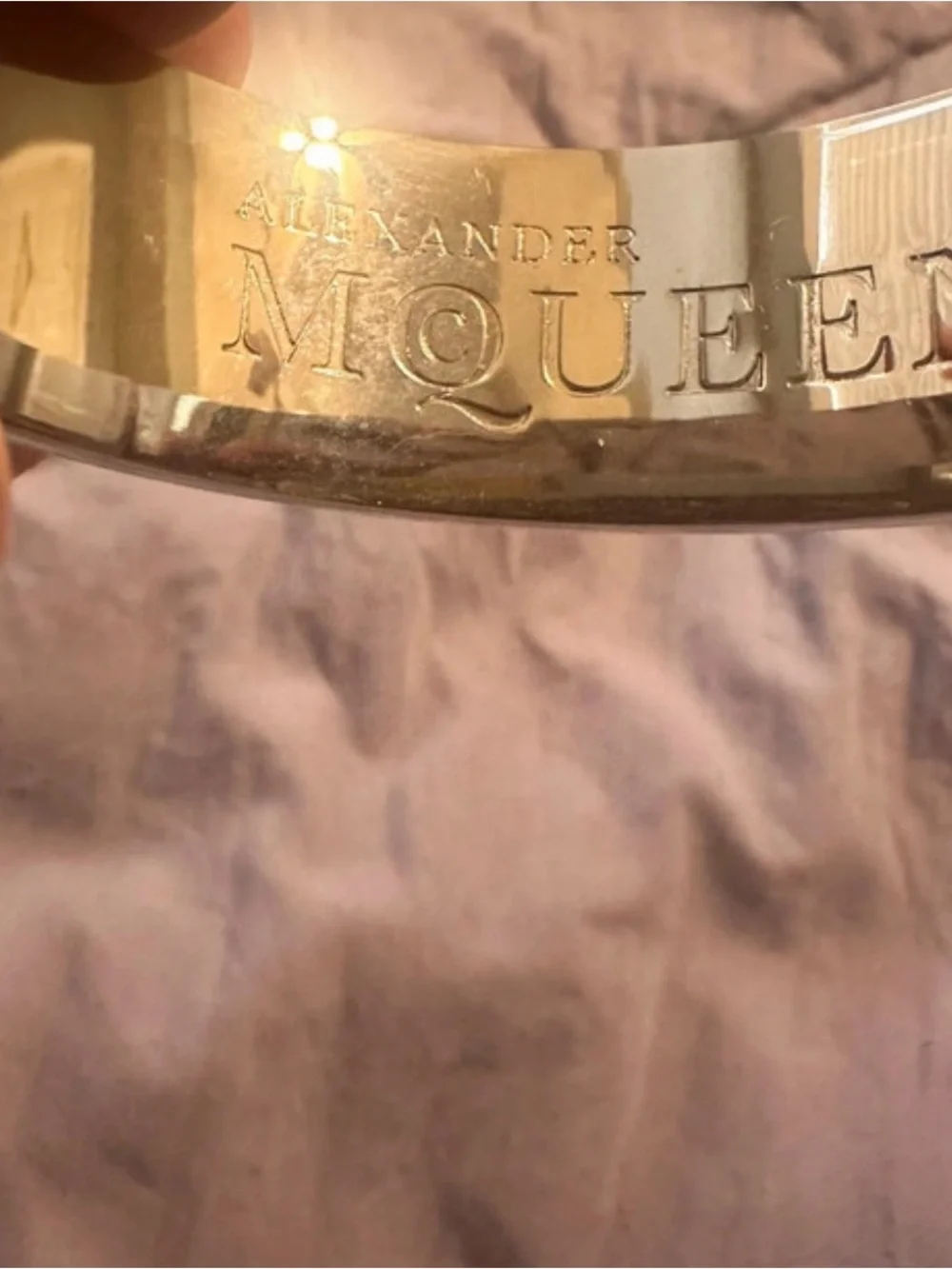 Alexander McQueen Gray and White Skull Bangle Bracelet